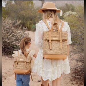 Poppy & Peonies Mini Raffia backpack